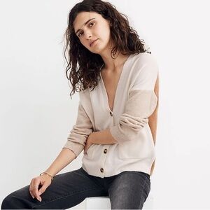 Madewell Colorblock Arbour Cardigan Sweater in Coziest Yarn Wool Blend Small